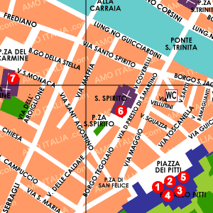 フィレンツェ サントスピリト地区の地図